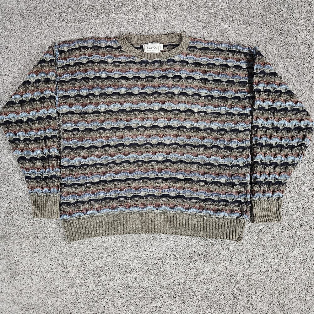 Vtg Essay Linda Larson Sweater Womens Large Brown Textured 90s Grunge Skater